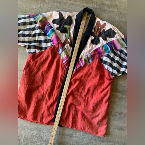 Vtg Victor Camarena Mexico Wearable Arty Blazer L Patchwork Colorblock colorful - Picture 12 of 16